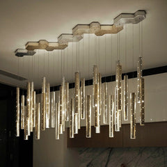 Creative Carved Hollow Tube Bar Chandelier – Modern Statement Lighting