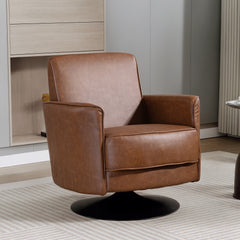 Upholstered Swivel Accent Chair With Thick Padding, Brown