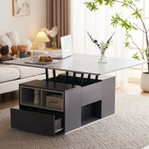 Grey Lift-Top Coffee Table with Storage and 2 Drawers for Living Room – 100×51×47cm