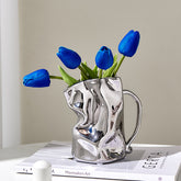 Electroplated Ceramic Fold Vase – Modern Luxury Home Decor