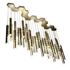 Creative Carved Hollow Tube Bar Chandelier – Modern Statement Lighting