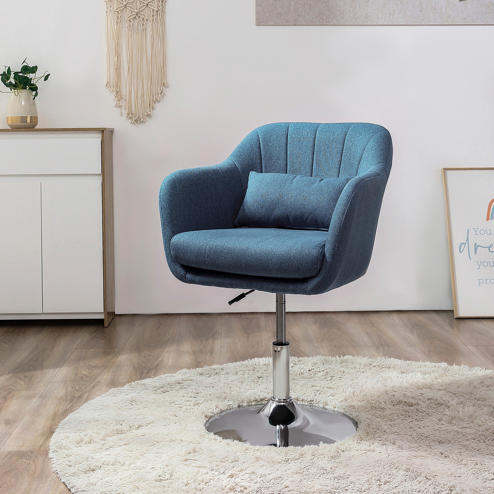 Swivel Linen Fabric Accent Chair For Living Room