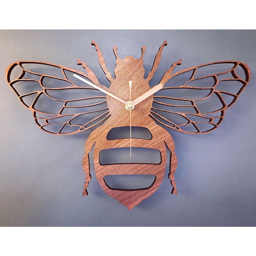 bamboo and wood bee wall clock