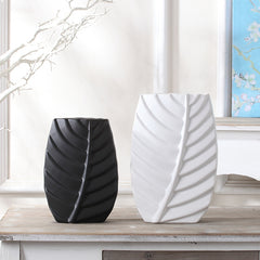 Nordic Leaf Ceramic Vase – Modern Luxury TV Cabinet & Table Decor