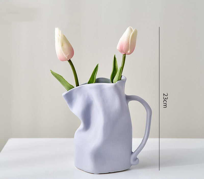 Electroplated Ceramic Fold Vase – Modern Luxury Home Decor