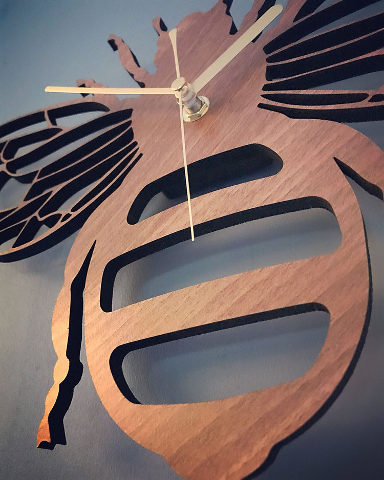 bamboo and wood bee wall clock