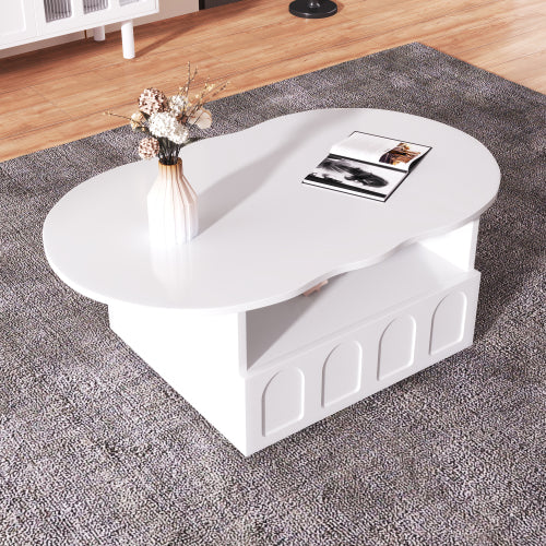Cloud-Shaped Coffee Table with Drawer & Storage Compartments