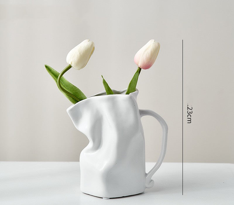 Electroplated Ceramic Fold Vase – Modern Luxury Home Decor