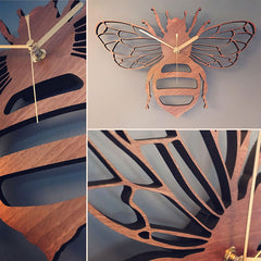 bamboo and wood bee wall clock