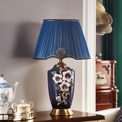 Luxury Chinese-Inspired Ceramic & Brass Table Lamp with Enamel Glaze