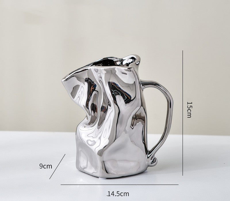 Electroplated Ceramic Fold Vase – Modern Luxury Home Decor