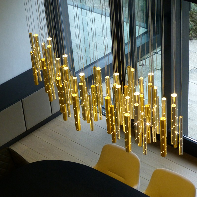 Creative Carved Hollow Tube Bar Chandelier – Modern Statement Lighting