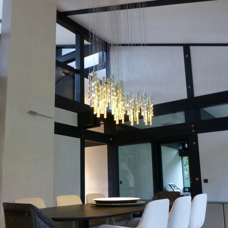 Creative Carved Hollow Tube Bar Chandelier – Modern Statement Lighting