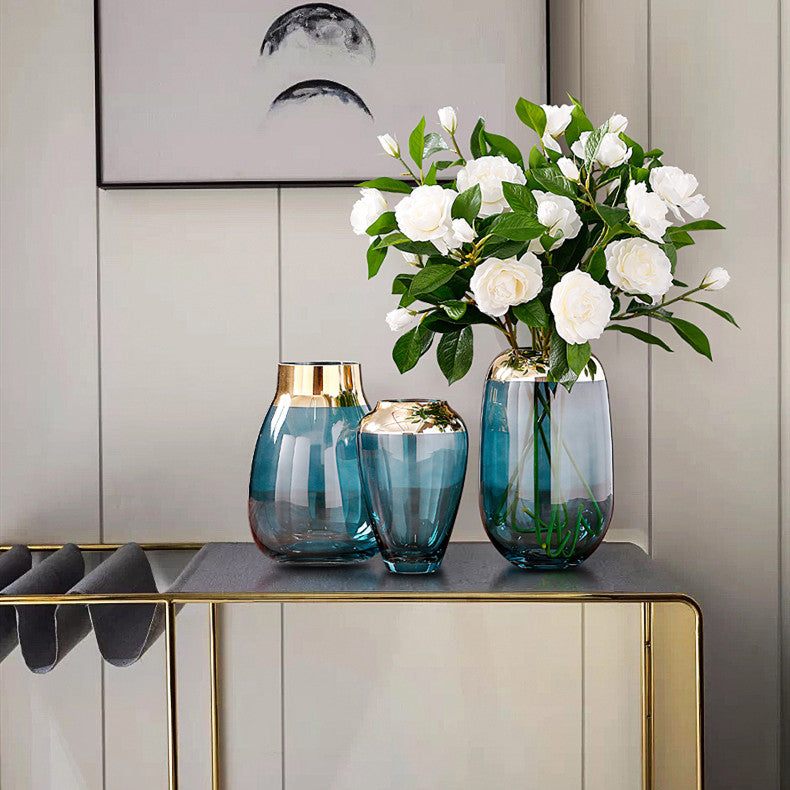 Modern Light Luxury Glass Vase – Elegant Living Room & Dining Table Decor