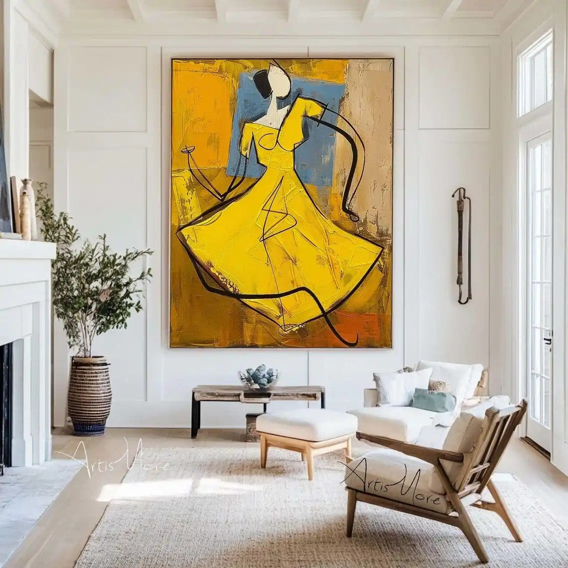 Hand-Painted Abstract Portrait Oil Painting