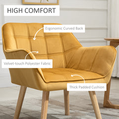 Set of 2 Modern Accent Armchairs – Upholstered Lounge Chairs with Wooden Legs