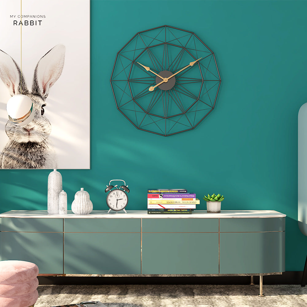Home Simple Retro Living Room Wrought Iron Wall Clock Round Decorative Clock Metal Clock
