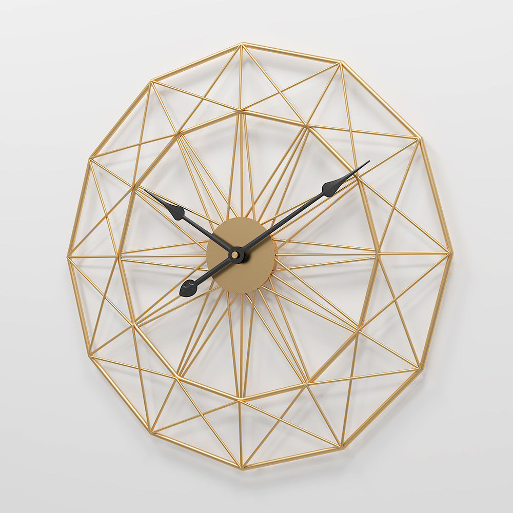 Home Simple Retro Living Room Wrought Iron Wall Clock Round Decorative Clock Metal Clock