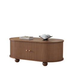 Oval Coffee Table With 2 Sliding Doors