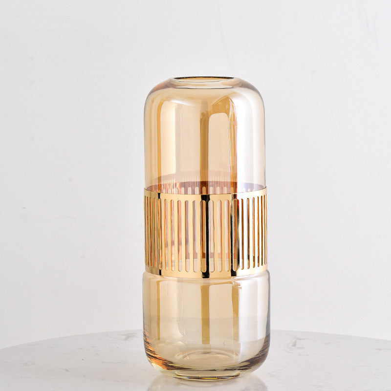 Glass Vase Light Luxury Golden Wrought Iron Living Room
