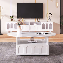 Cloud-Shaped Coffee Table with Drawer & Storage Compartments