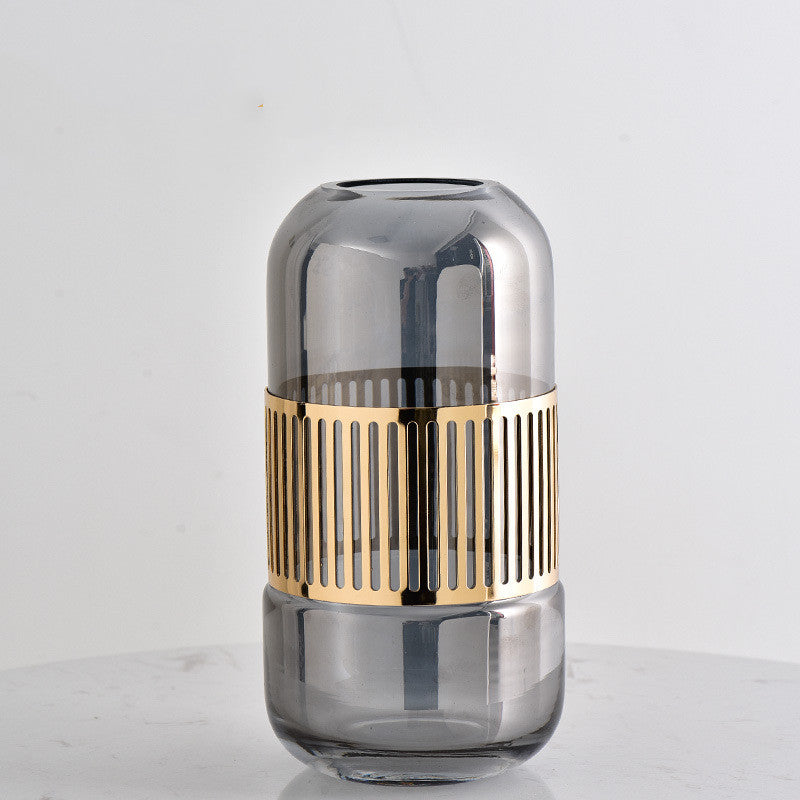 Glass Vase Light Luxury Golden Wrought Iron Living Room