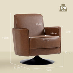 Upholstered Swivel Accent Chair With Thick Padding, Brown