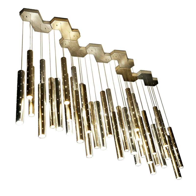 Creative Carved Hollow Tube Bar Chandelier – Modern Statement Lighting