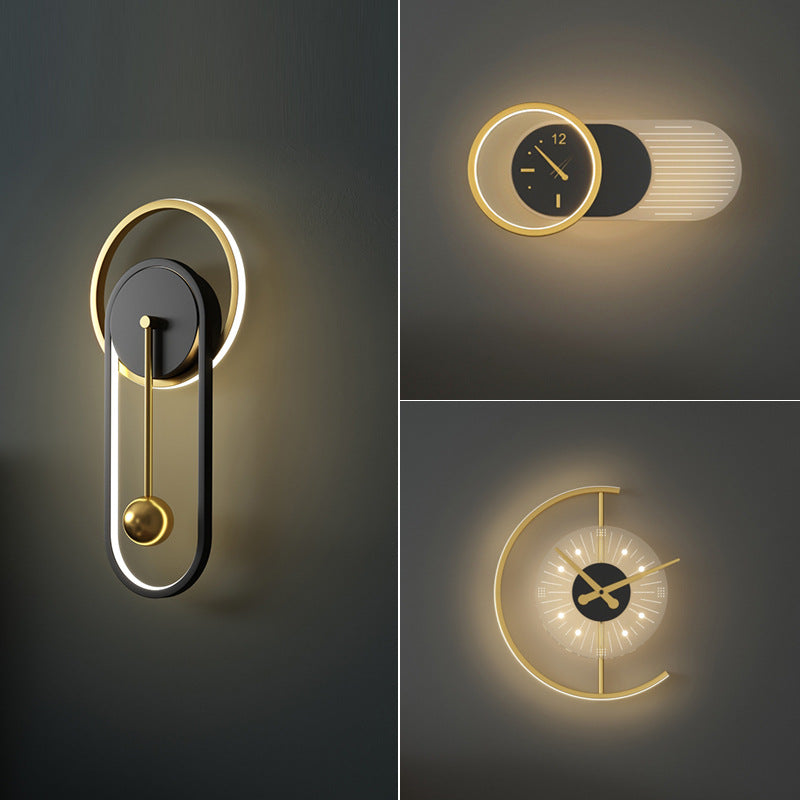 Nordic Minimalist Wall Clock Lamp – Silent Modern Living Room Decor