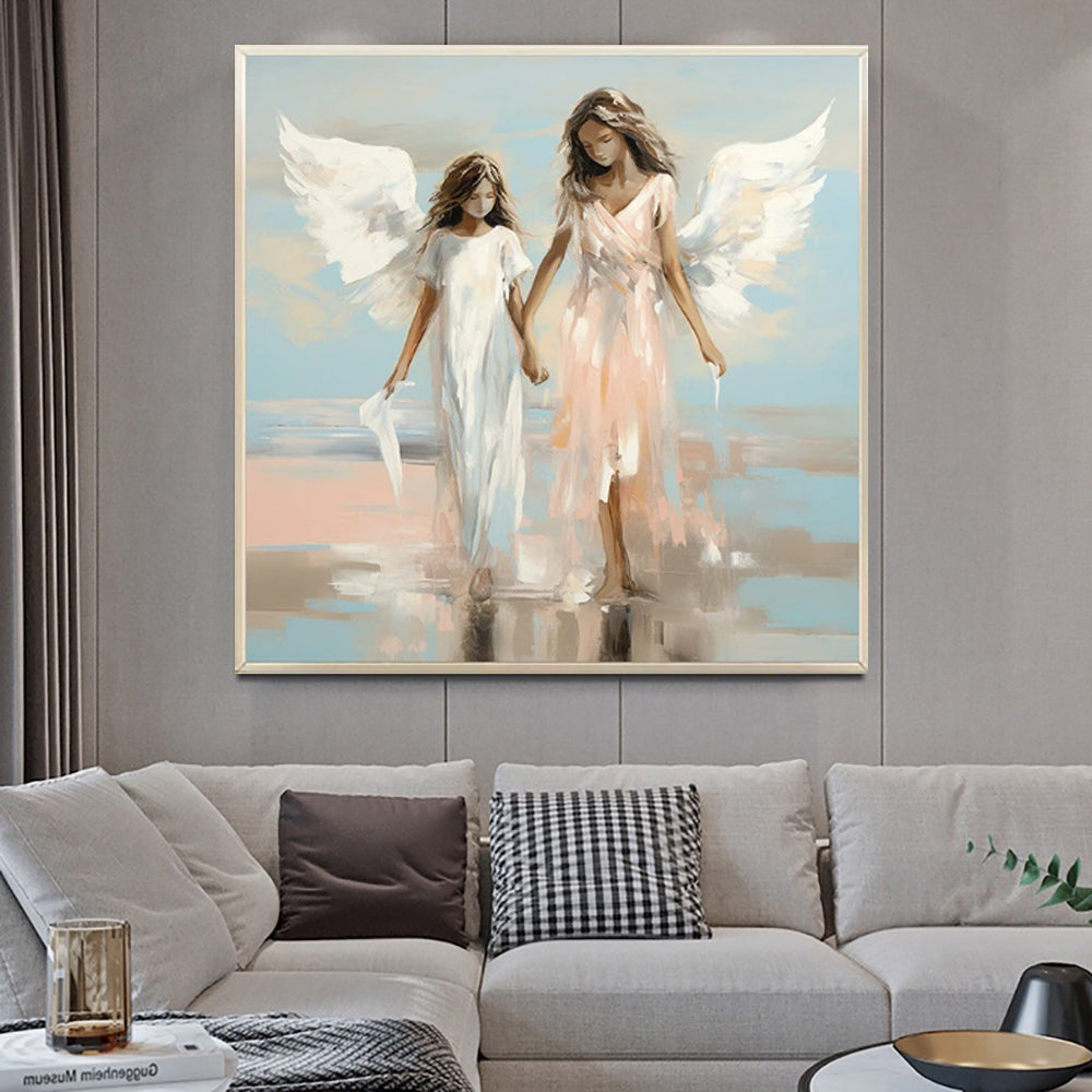 Angel Sisters Walking On Water Oil Painting On Canvas or