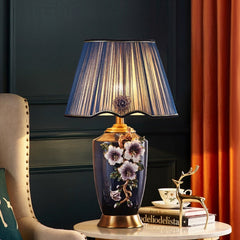 Luxury Chinese-Inspired Ceramic & Brass Table Lamp with Enamel Glaze