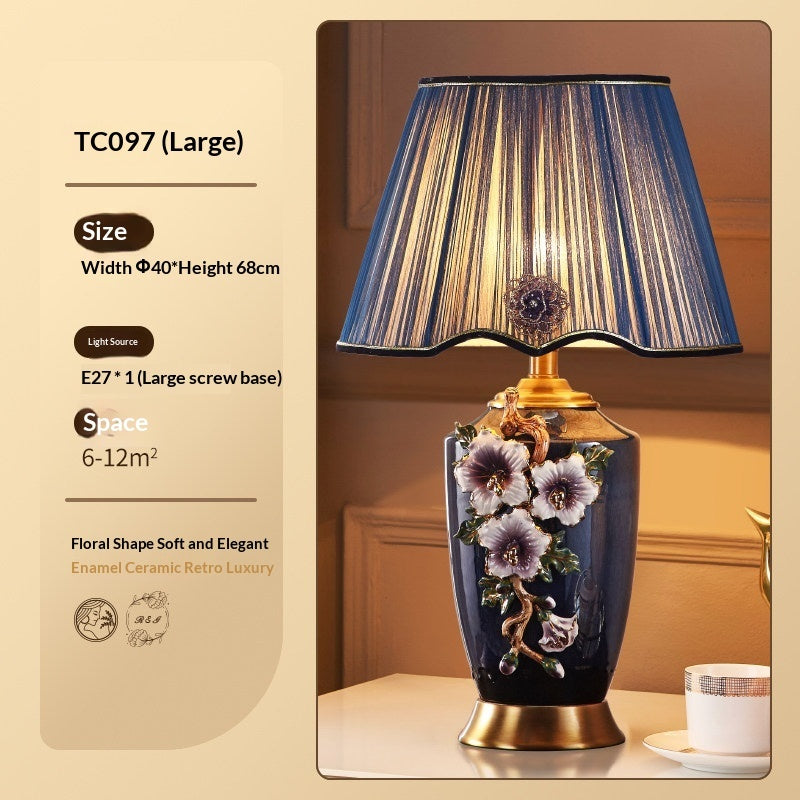Luxury Chinese-Inspired Ceramic & Brass Table Lamp with Enamel Glaze