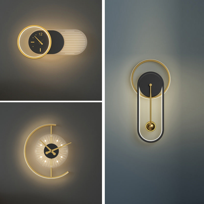 Nordic Minimalist Wall Clock Lamp – Silent Modern Living Room Decor