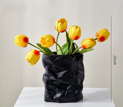 Electroplated Ceramic Fold Vase – Modern Luxury Home Decor