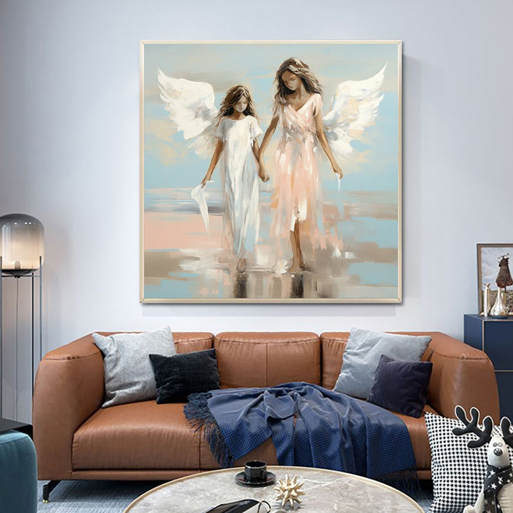 Angel Sisters Walking On Water Oil Painting On Canvas or