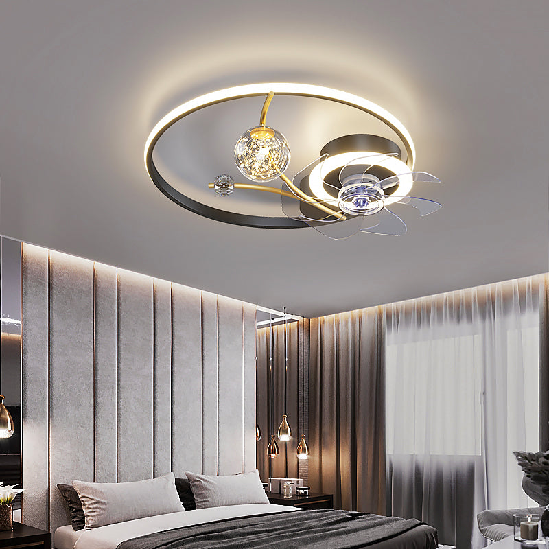 Modern Bladeless Ceiling Fan Chandelier – Elegant Bedroom Lighting